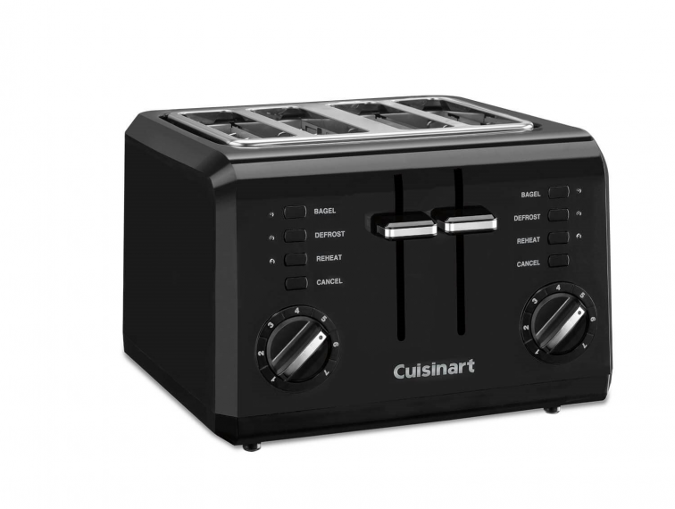 4 Slice Compact Plastic Toaster - Black