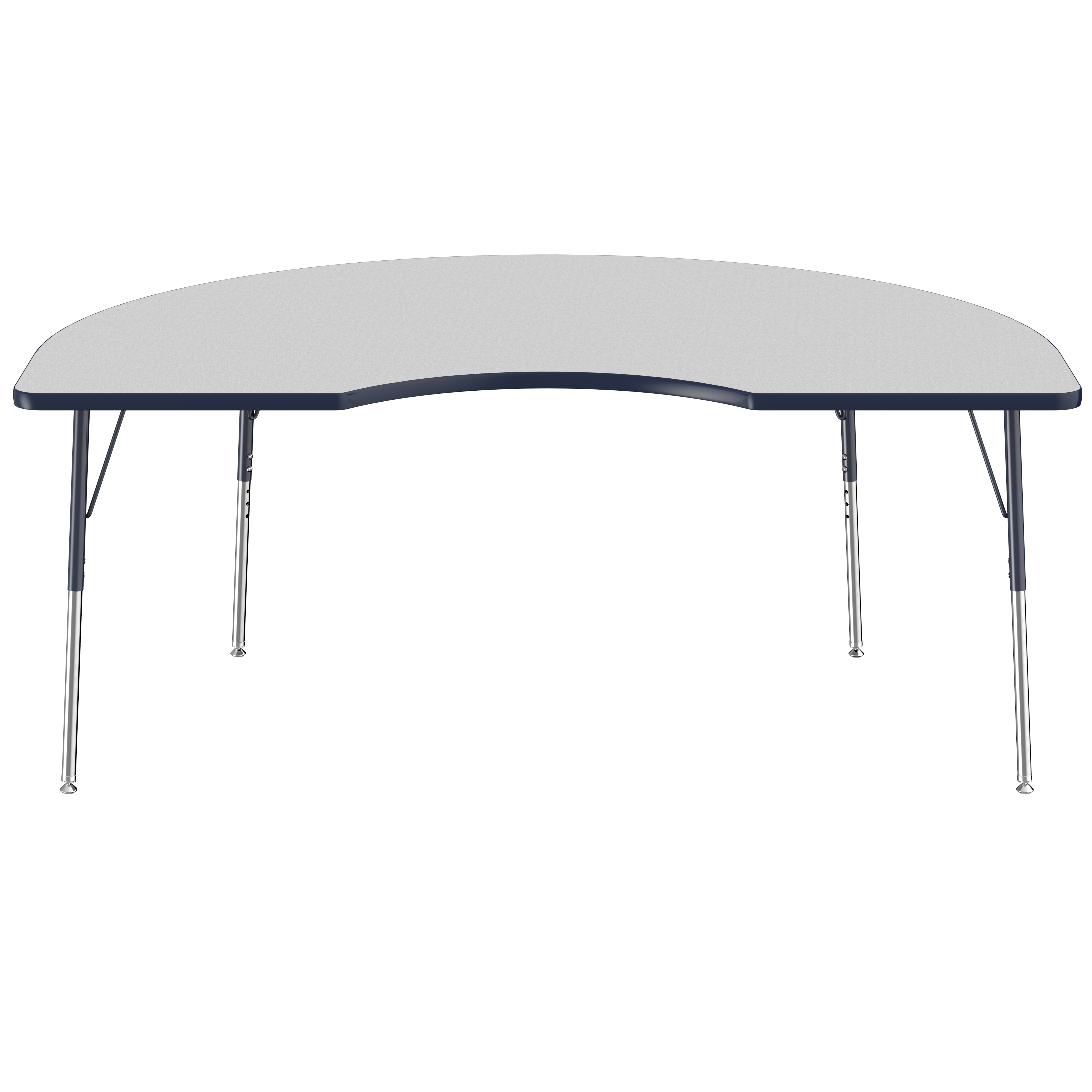 48" x 72" Kidney T-Molding Activity Table with Adjustable Standard Swivel Glide Legs - Gray/Navy