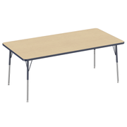 36" x 72" Rectangle T-Molding Activity Table with Adjustable Standard Swivel Glide Legs - Maple/Navy