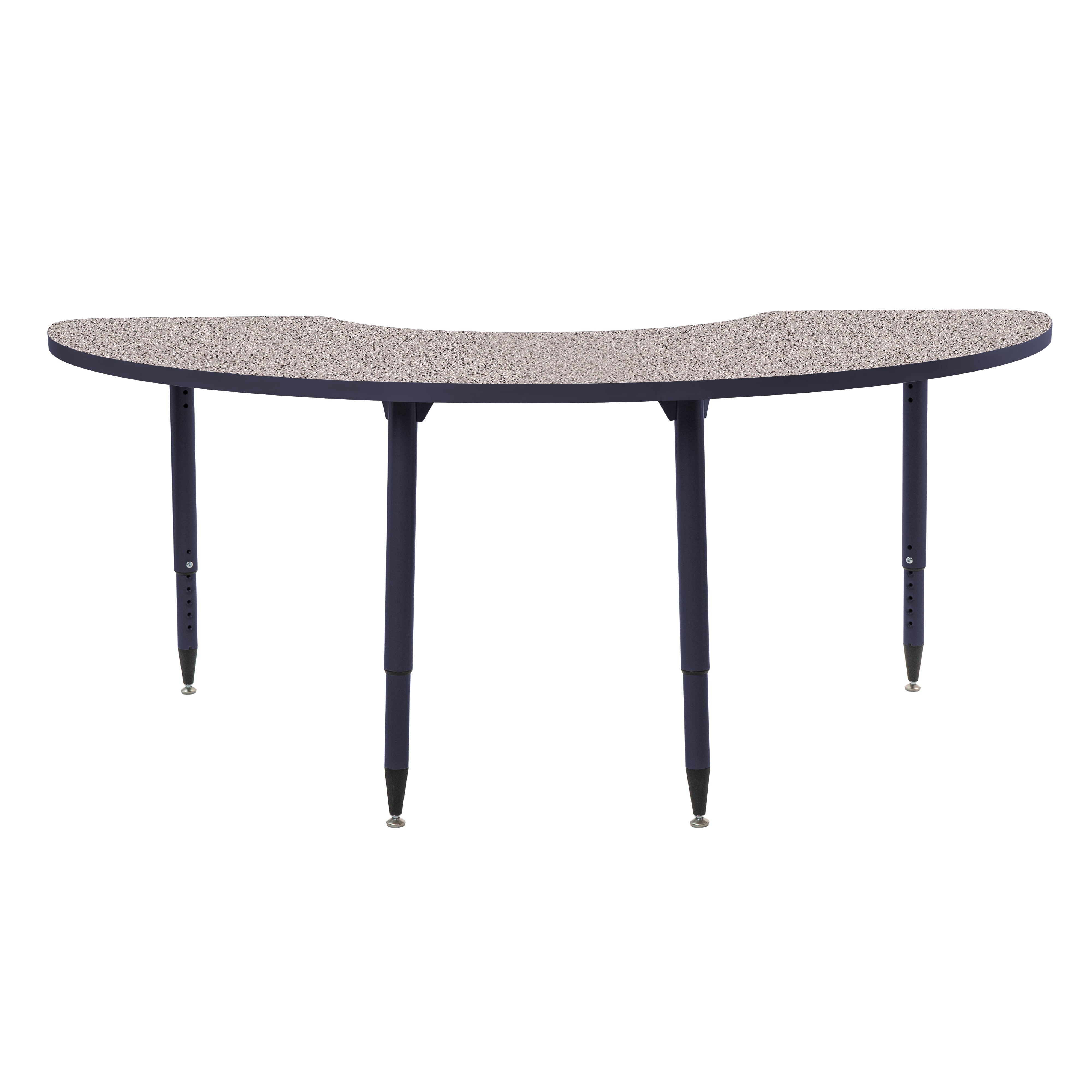 Adapte 36" x 72" Half Moon Thermofused Activity Table with Adjustable Tapered Legs - Gray/Navy