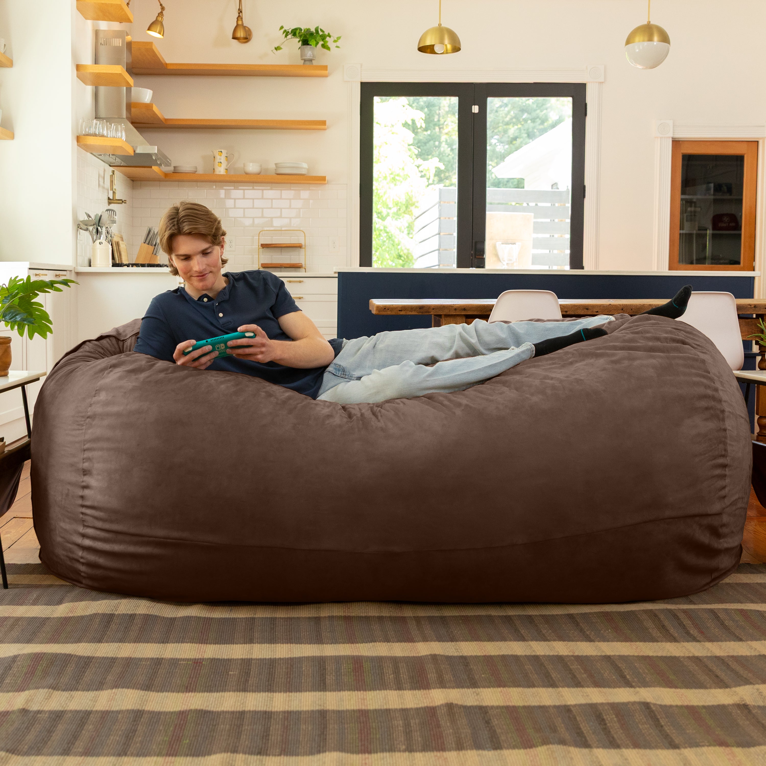 Jaxx 7 Foot Giant Bean Bag Sofa, Chocolate