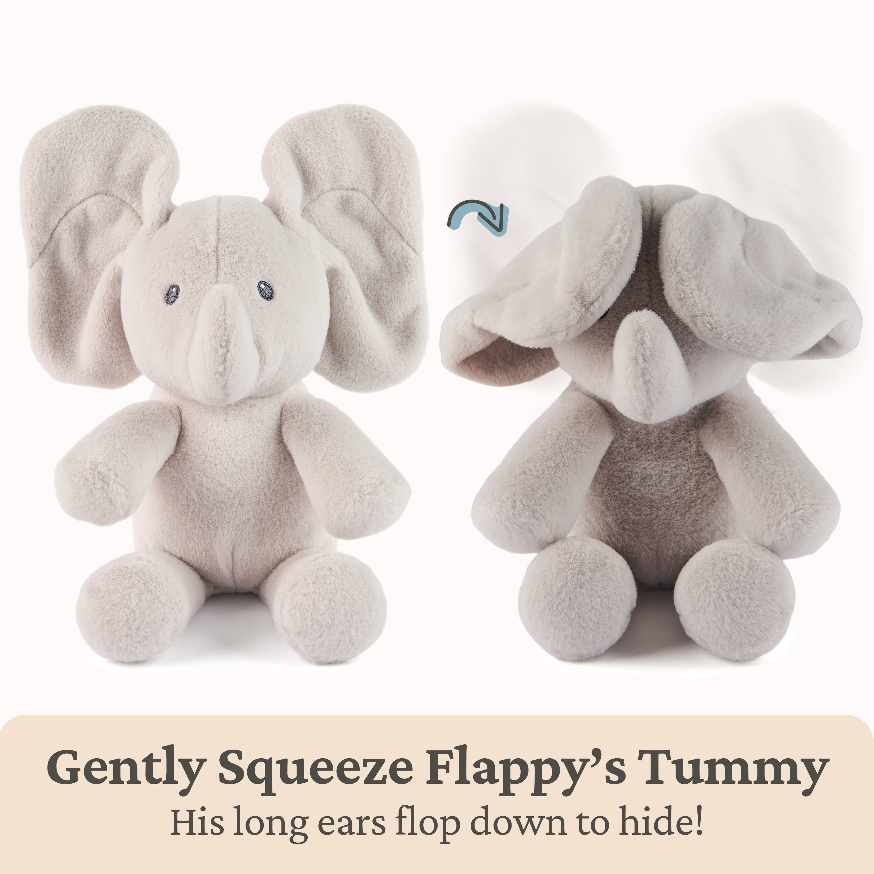 GUND Baby Peek-a-Boo Flappy Elephant Plush, Elephant Stuffed Animal, Baby Toy for Ages 0 and Up, Gray, 7" Batteries Not Required