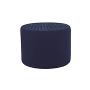 Outdoor 24" Round Ottoman with Sunbrella, 18" H - Adaptation Indigo/Canvas Navy