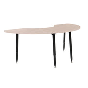Adapte 36" x 72" Half Moon Woodgrain Activity Table with Adjustable Tapered Legs - Asian Sand/Black