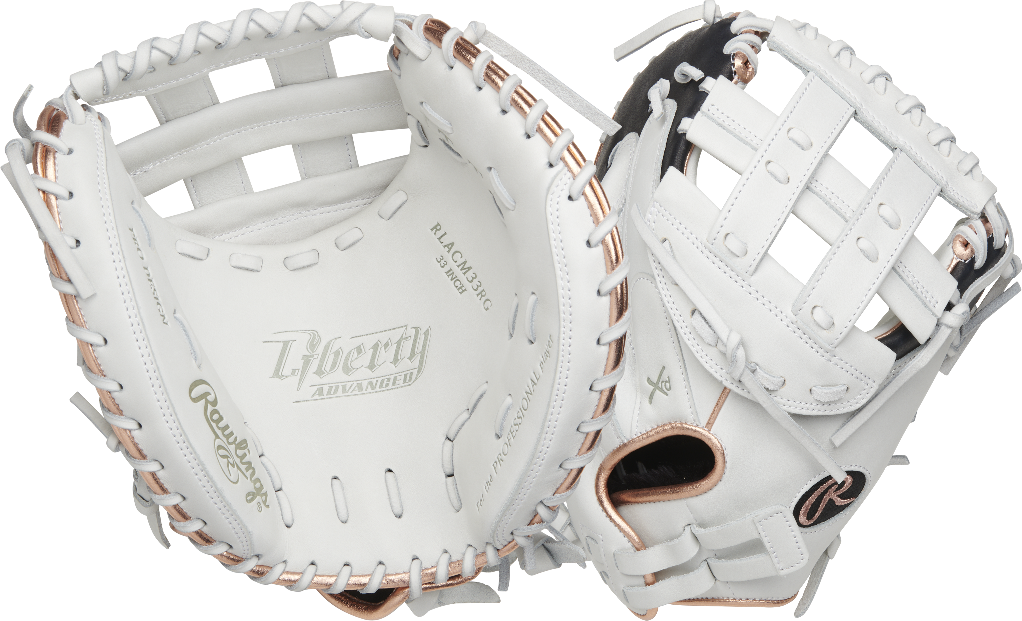 Rawlings Liberty Advanced Catchers Mitt 33-Inch Softball Glove - Right Hand Thrower - White/Black