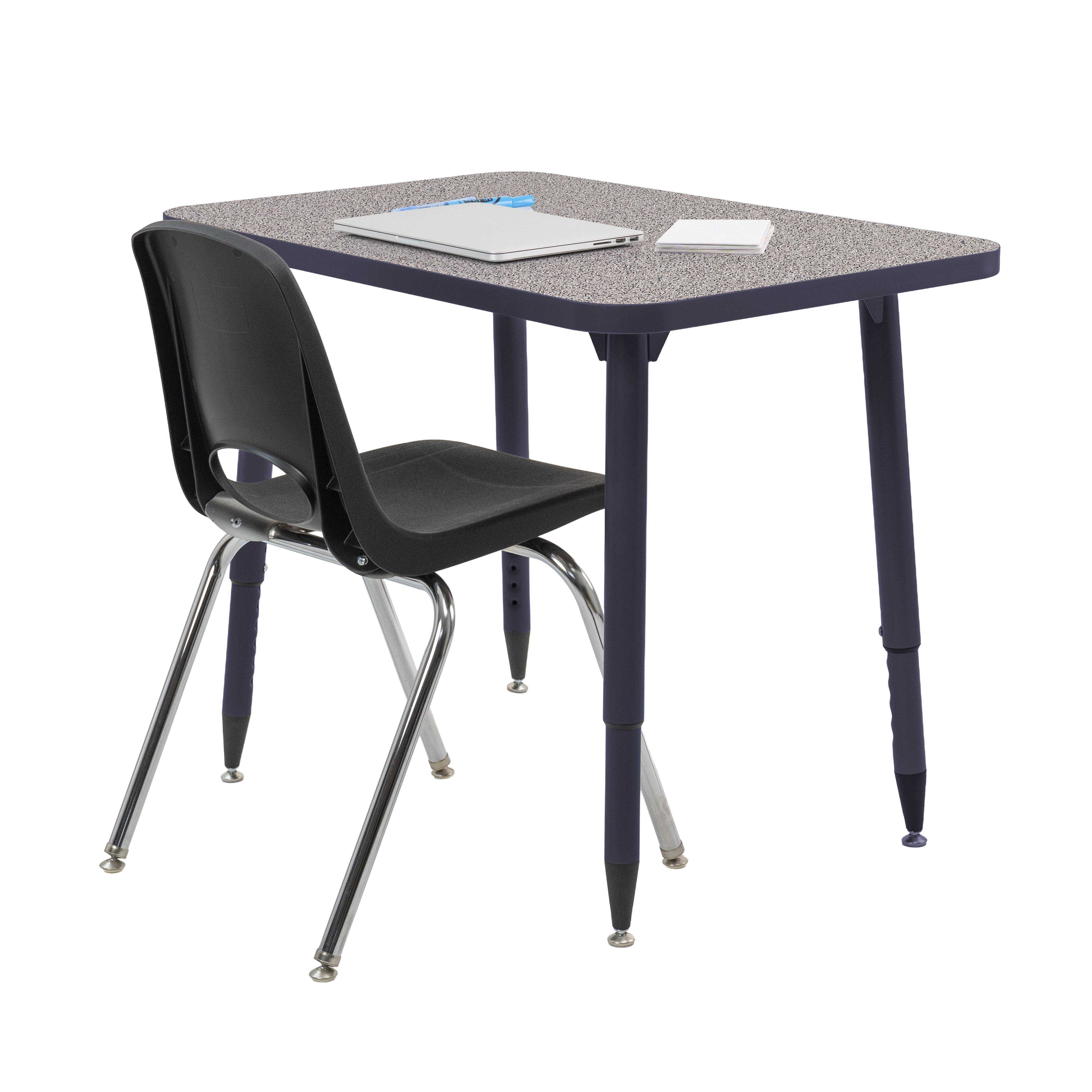 Adapte 24" x 36" Rectangle Thermofused Activity Table with Adjustable Tapered Legs - Gray/Navy