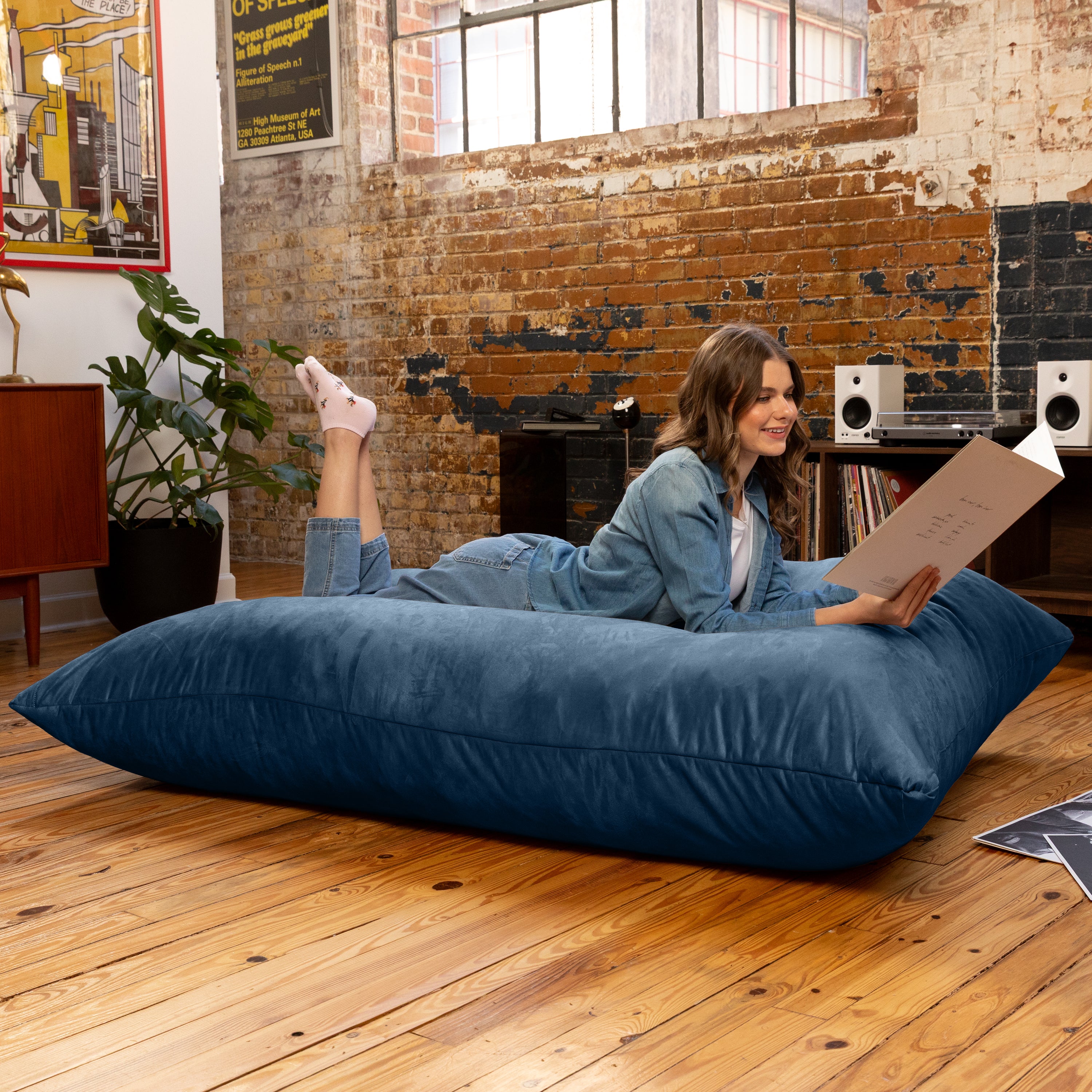 Jaxx Pillow Saxx 5.5-Foot - Huge Bean Bag Floor Pillow and Lounger, Navy