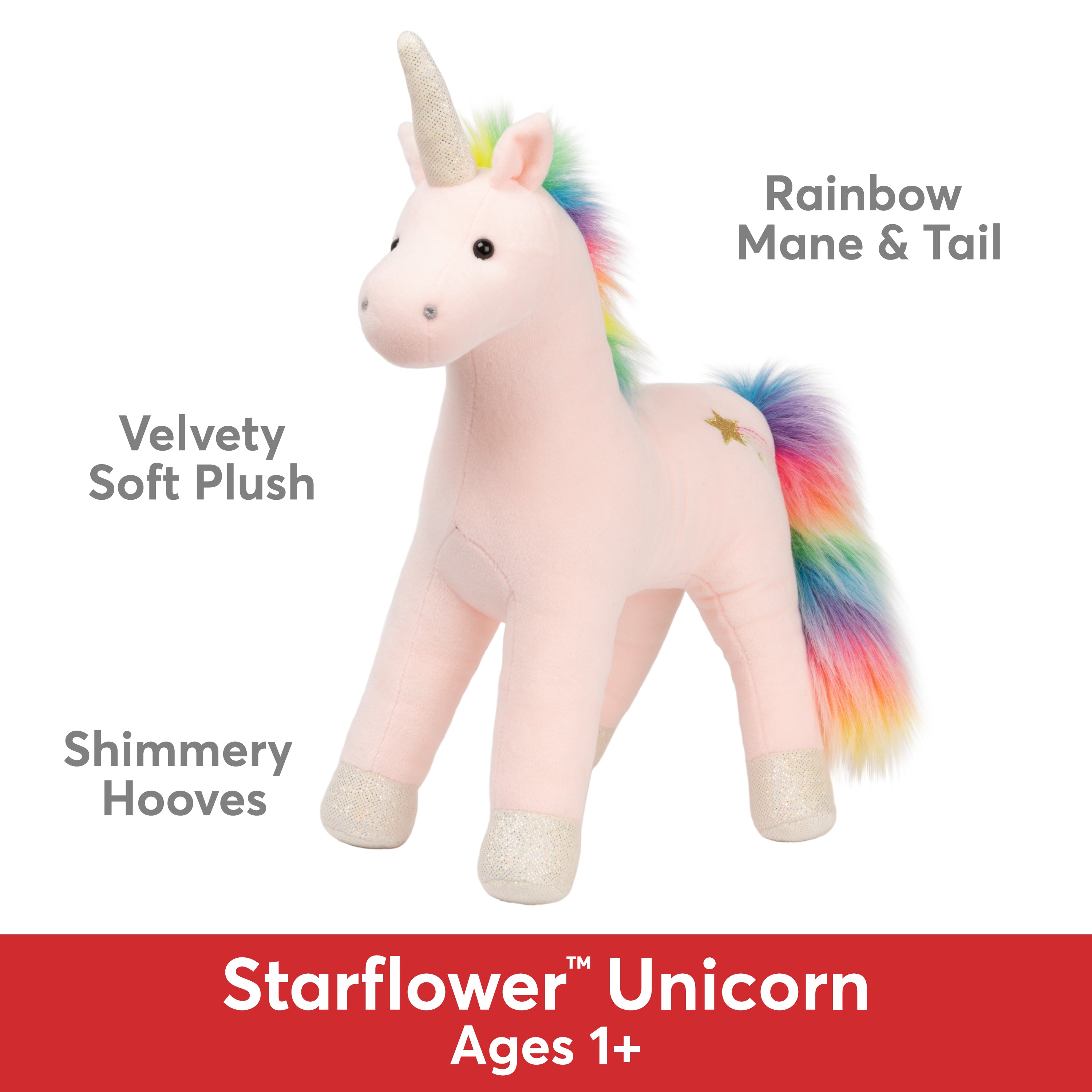 GUND Starflower Rainbow Unicorn Stuffed Animal, Plush Unicorn for Ages 1 and Up, Pink, 15”