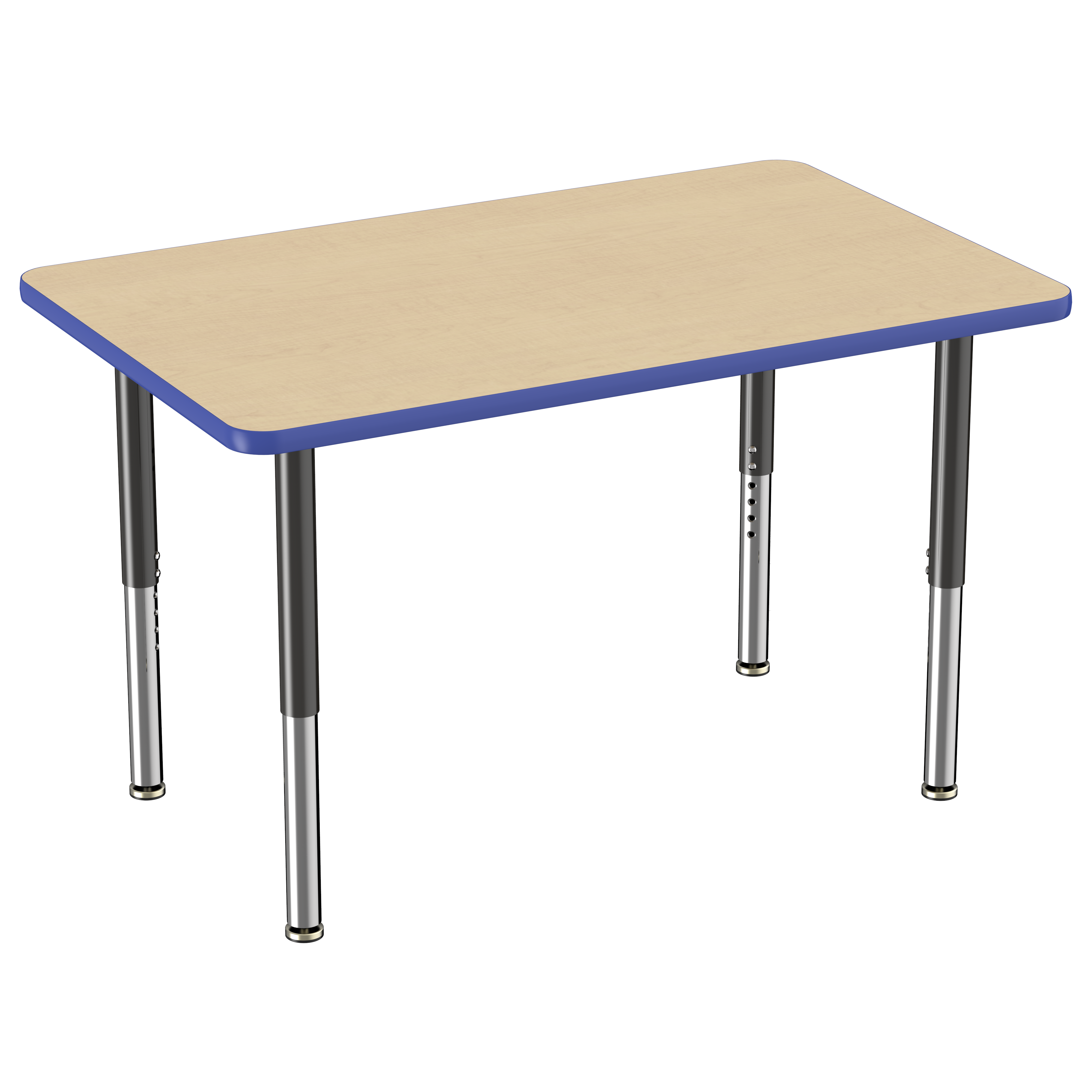 30" x 48" Rectangle T-Molding Activity Table with Adjustable Super Legs - Maple/Blue/Black