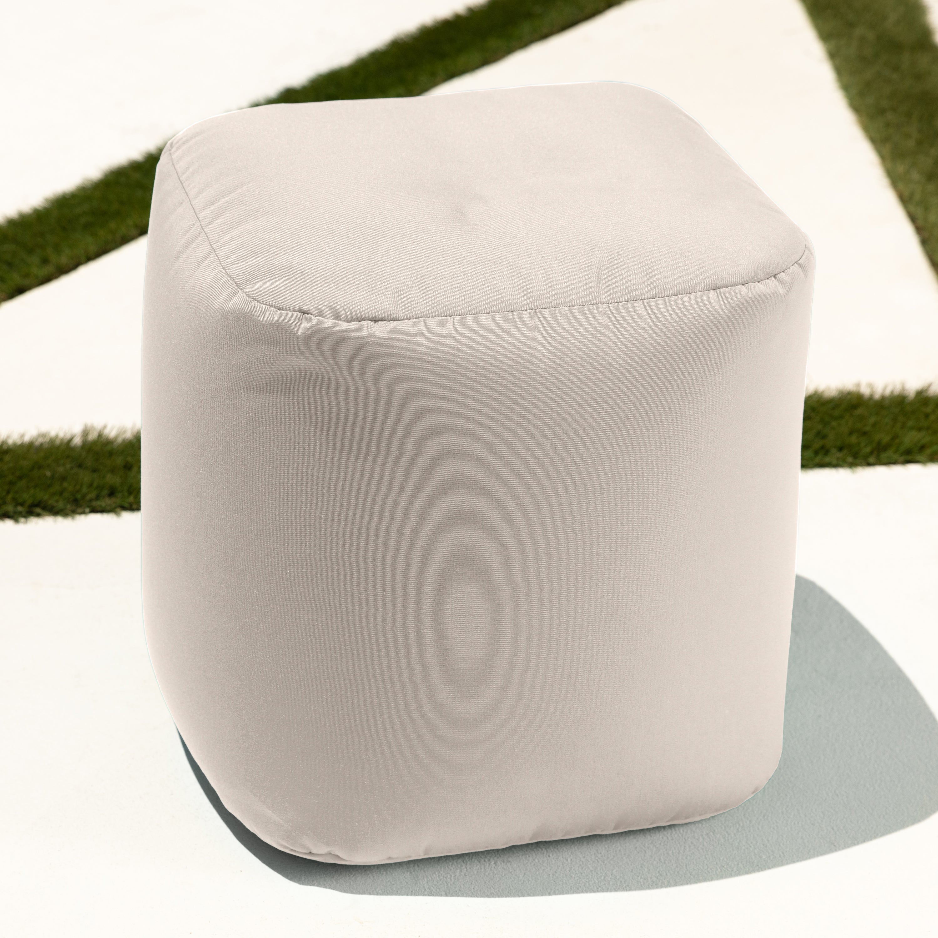 Jaxx Luckie Outdoor Patio Bean Bag Ottoman, Pearl