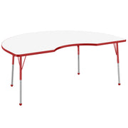 48" x 72" Kidney Dry-Erase Activity Table with Adjustable Standard Ball Glide Legs - Whiteboard/Red