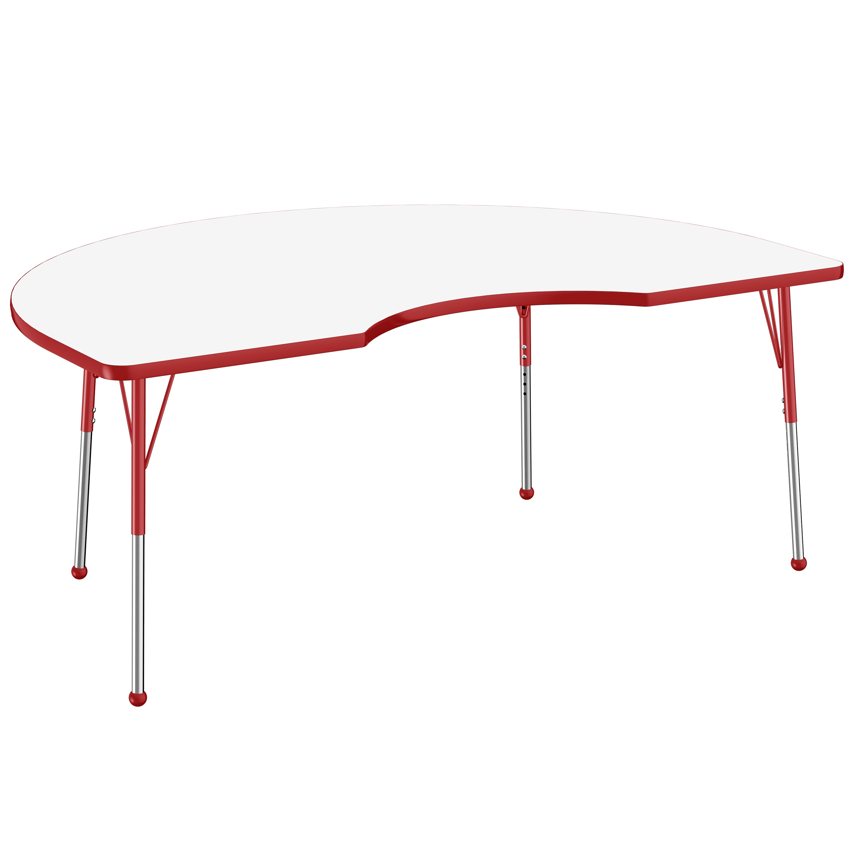 48" x 72" Kidney Dry-Erase Activity Table with Adjustable Standard Ball Glide Legs - Whiteboard/Red