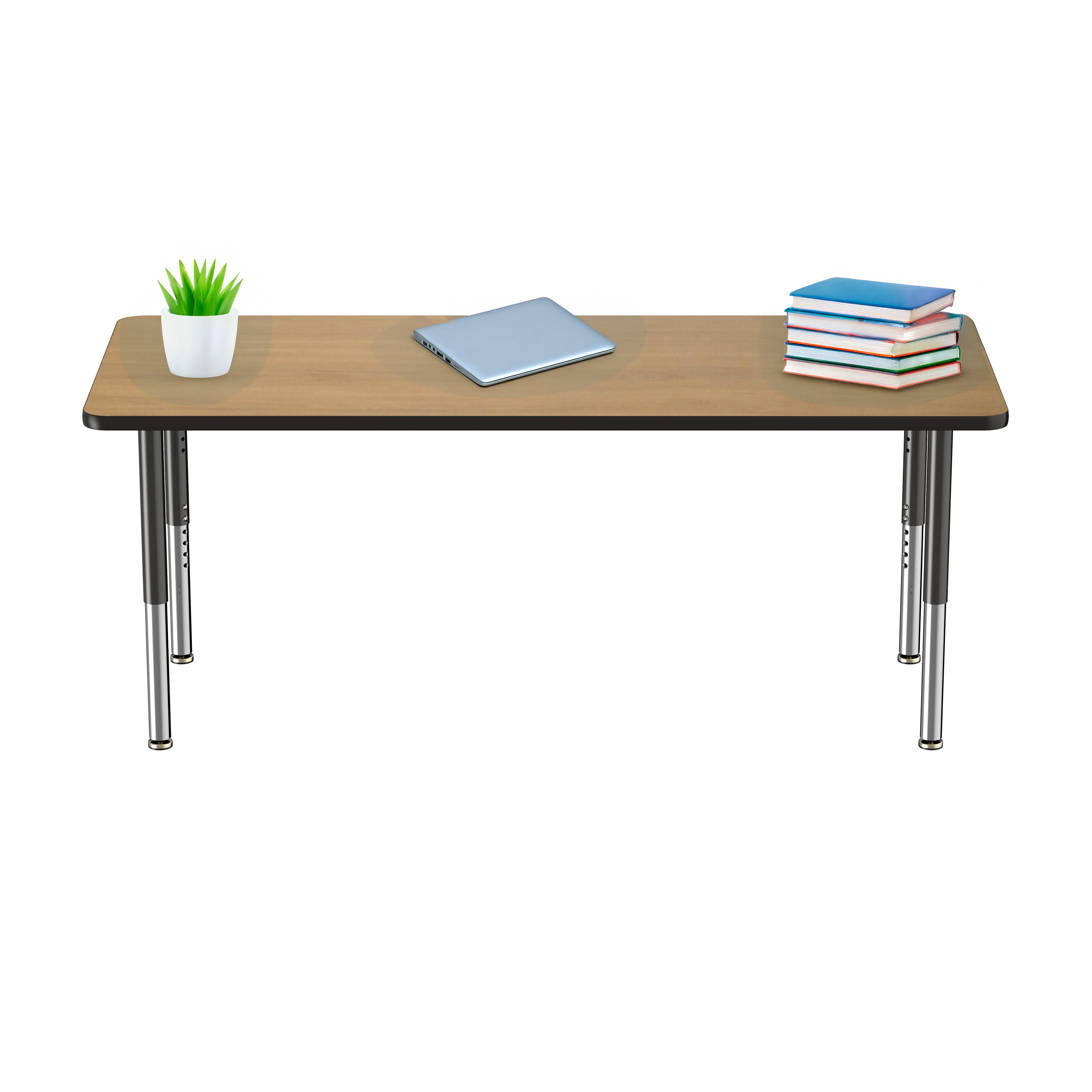 30" x 72" Rectangle T-Molding Activity Table with Adjustable Super Legs - Pasadena Oak/Black