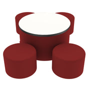 Pro Series Dry-Erase Round Ottoman Table with Round 12" H Seating, 5-Piece Set - Crimson/Whiteboard