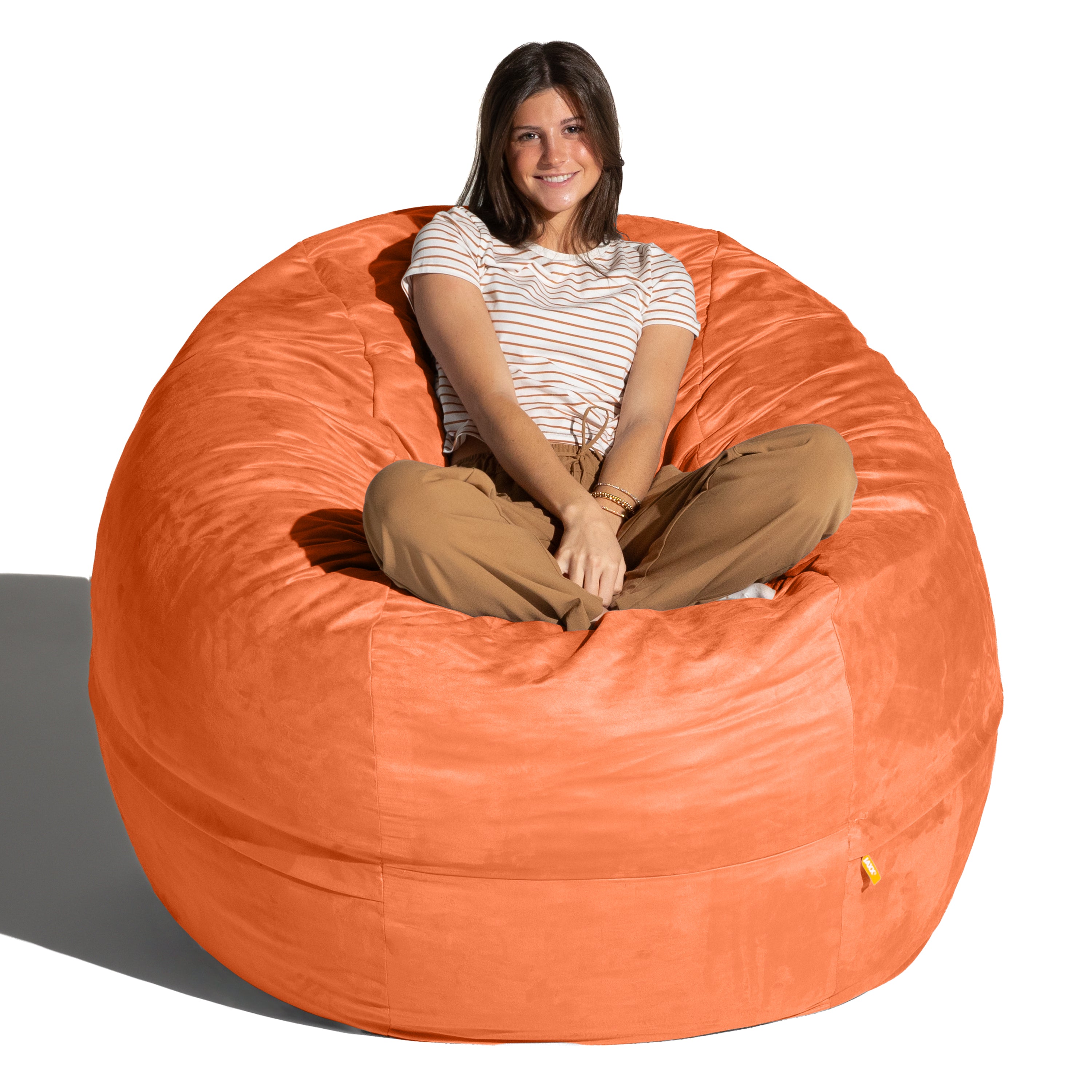 Jaxx Saxx 5 Foot Large Bean Bag w/ Removable Cover, Mandarin