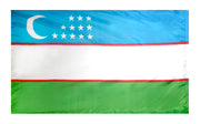 Uzbekistan Flag 4x6 ft. Nylon SolarGuard Nyl-Glo 100% Made in USA to Official United Nations Design Specifications.