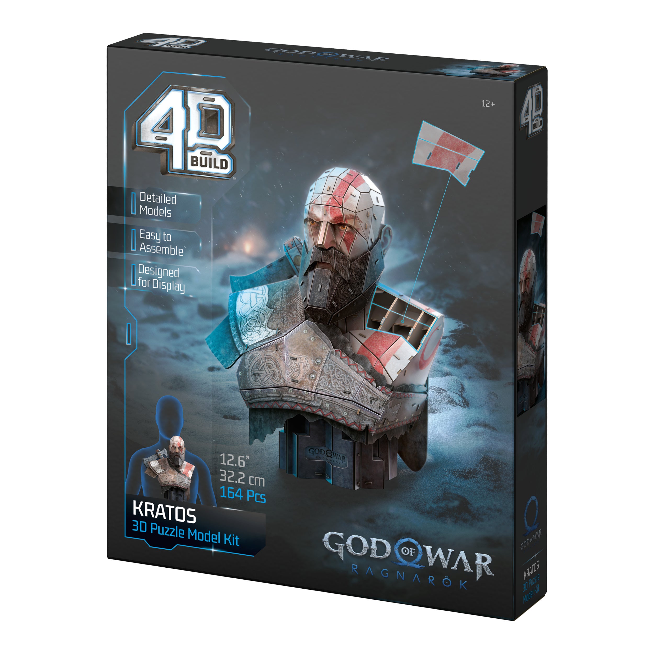 4D Build, God of War Kratos 3D Model Kit, PlayStation Game, Desk Décor, Adult Puzzles, Building Toys, 3D Puzzles for Adults & Teens, 150 Pieces, for Ages 12 & Up