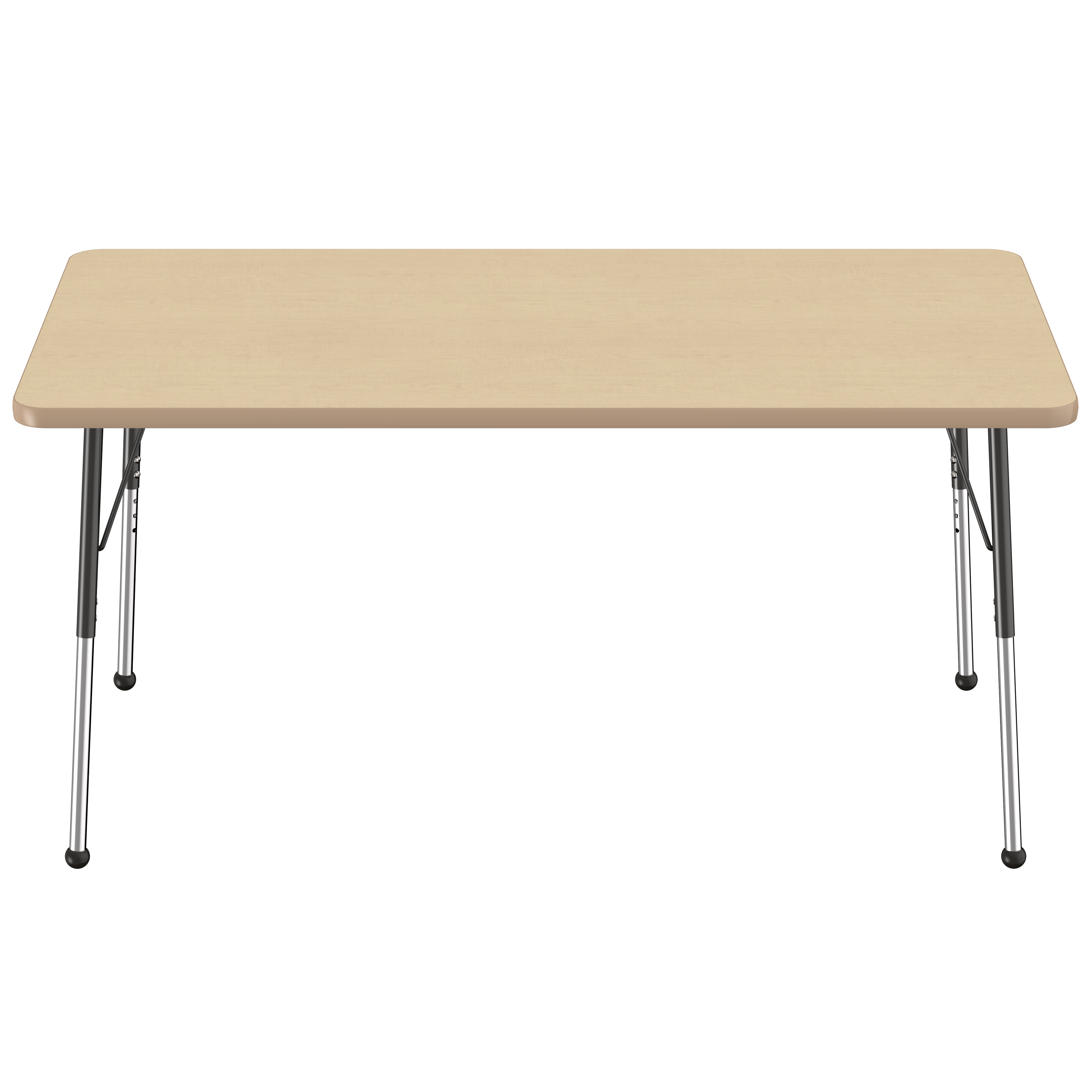 36" x 60" Rectangle T-Molding Activity Table with Adjustable Standard Ball Glide Legs - Maple/Maple/Black