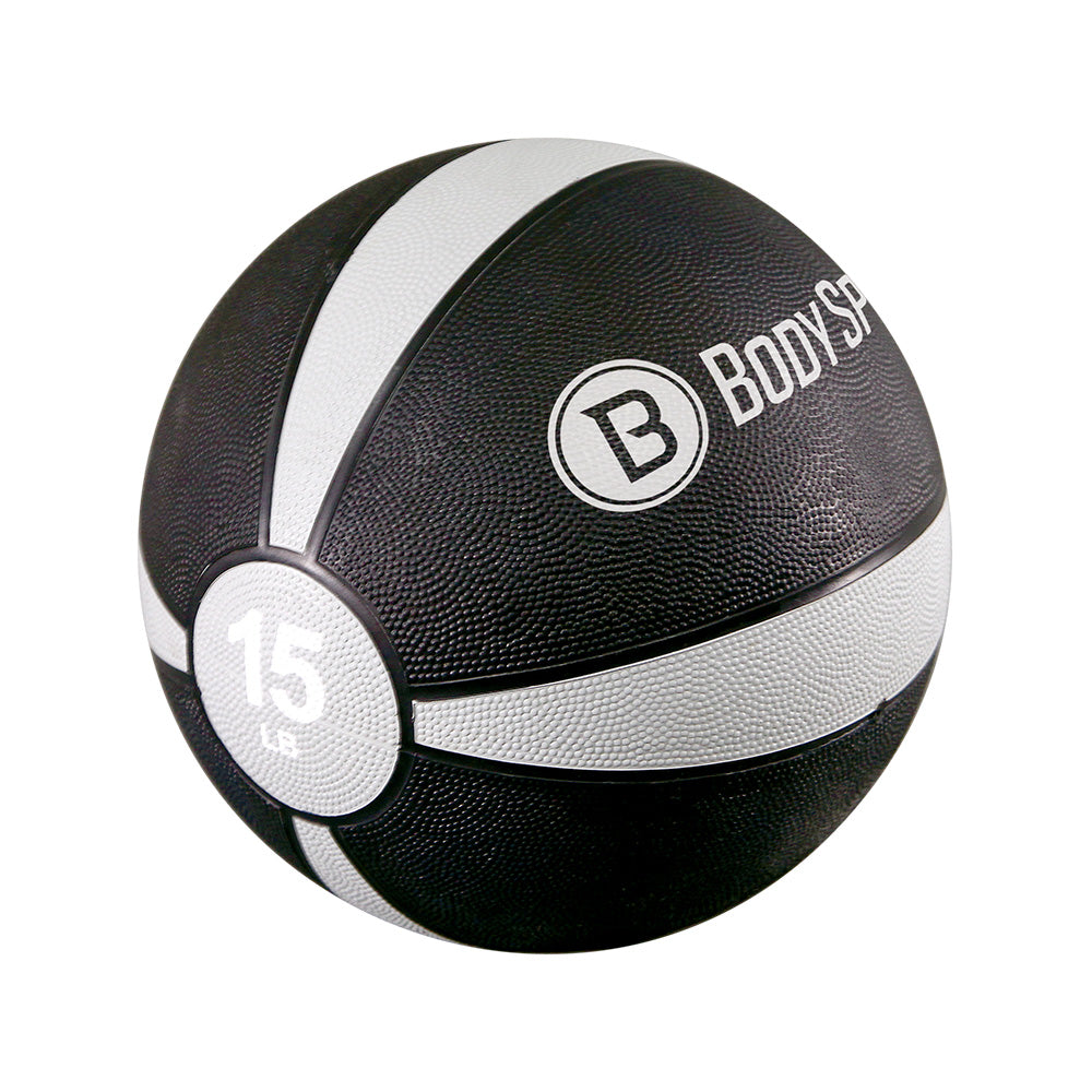 Body Sport Medicine Ball With Illustrated Exercise Guide 15Lbs Gray Contains Latex