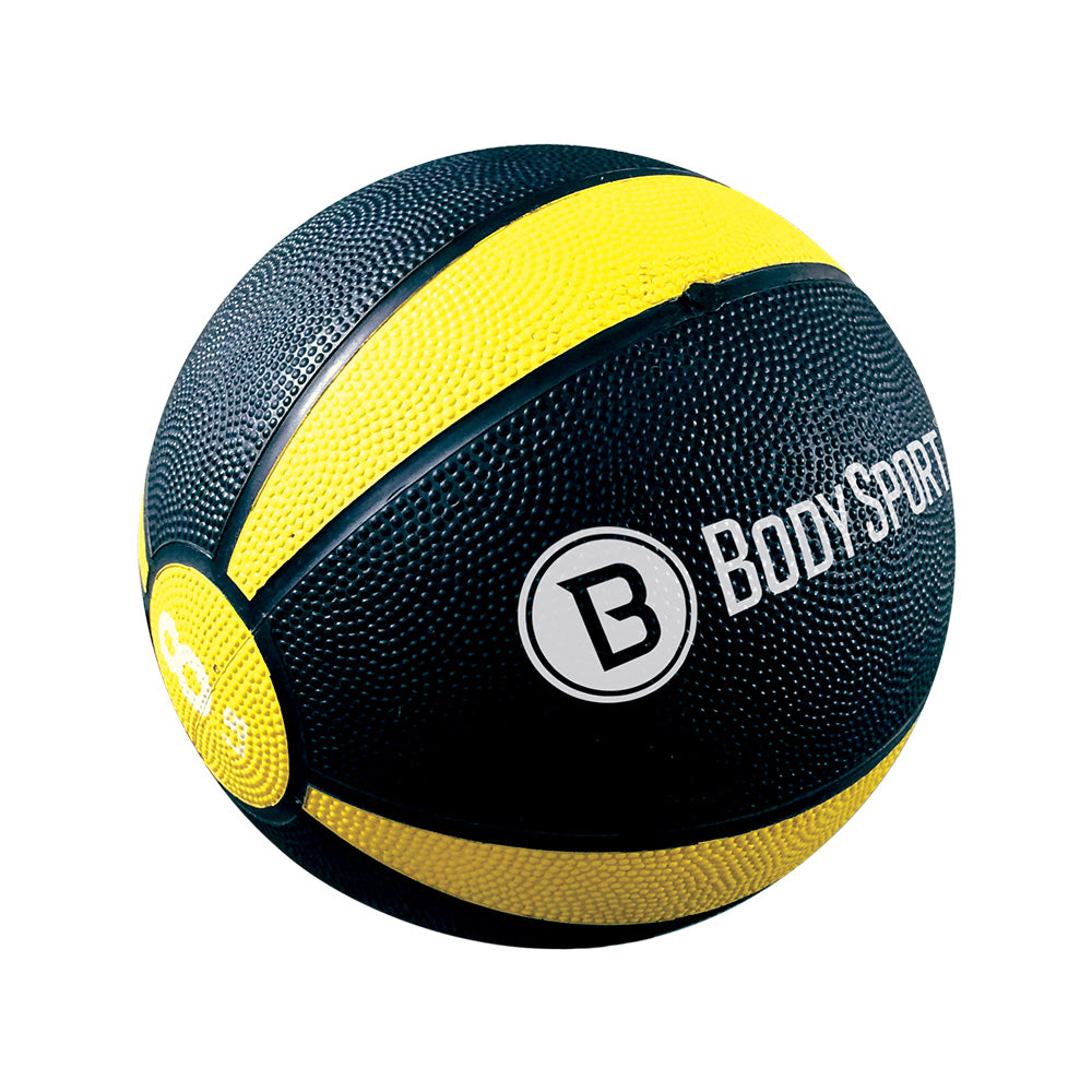 Body Sport Medicine Ball With Illustrated Exercise Guide, 8 Lbs., Yellow, Contains Latex