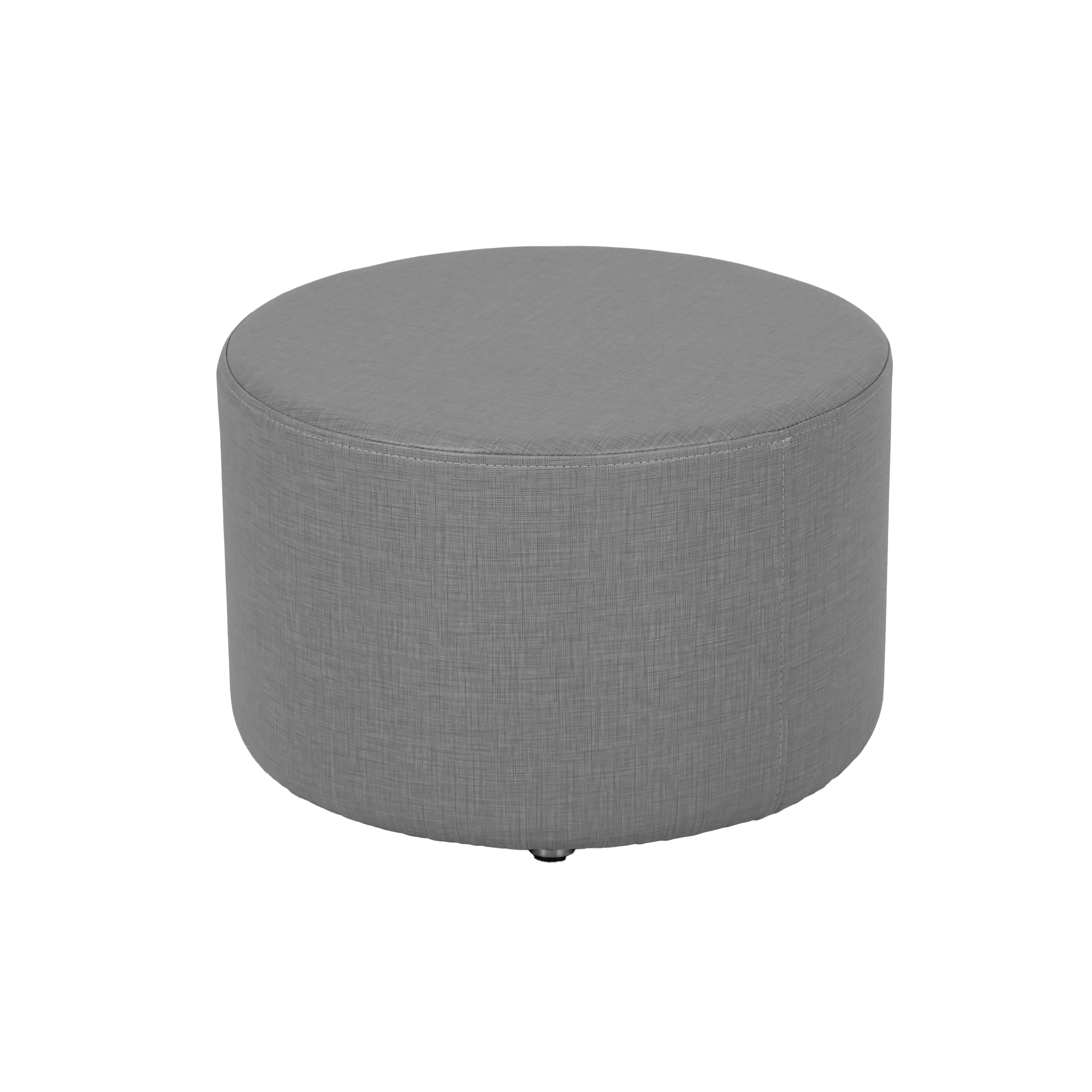Pro Series Upholstered Round Ottoman 12" Height - Slate Gray Crosshatch