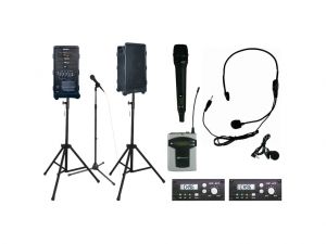 Platinum Digital Audio Travel Partner Plus Wireless System Package - Includes Two Receivers, One Handheld Wireless Mic & One Headset/lapel Mic With Wireless Bodypack Transmitter. S1297-70 Companion Speaker, S1073 Mic Stand, 2 X S1018 Heavy Duty Tripod.