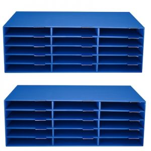 9.5 In. X 29 In. Blue 15-slot Paper Storage Desk Literature Organizer (2-pack)