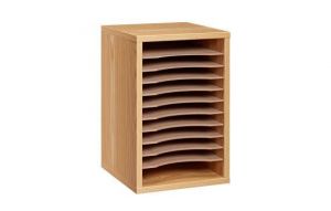 11-compartment Wood Vertical Paper Sorter Literature File Organizer, Medium Oak 2 Pack