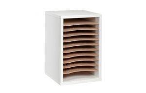 Wood 11 Compartment Vertical Paper Sorter Literature File Organizer, White 2 Pack