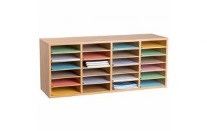 24-compartment Wood Adjustable Paper Sorter Literature File Organizer, Medium Oak