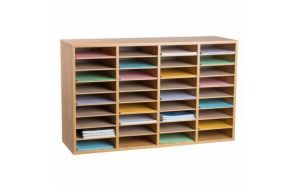 36-compartment Wood Adjustable Paper Sorter Literature File Organizer, Medium Oak
