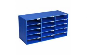 15-compartment Cardboard Literature File Organizer, Blue