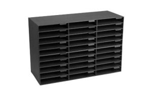 30-compartment Cardboard Literature File Organizer, Black
