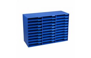 30-compartment Cardboard Literature File Organizer, Blue