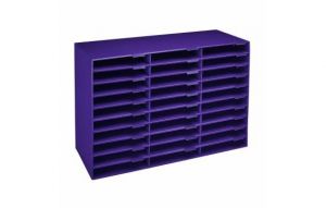 30-compartment Cardboard Literature File Organizer, Purple