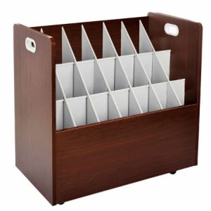 21-slot Mahogany Mobile Rolling Wood Blueprint Roll File Large Document Organizer 2 Pack