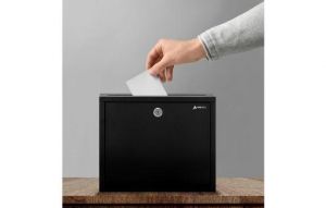 Wall Mountable Large Steel  Drop Box, Black