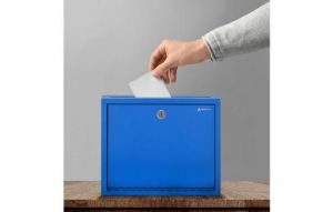 Wall Mountable Large Steel  Drop Box, Blue