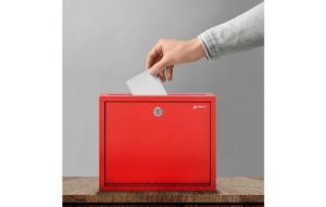 Wall Mountable Large Steel  Drop Box, Red