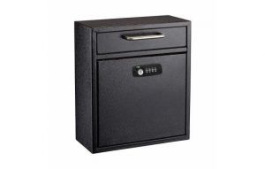 Black Medium Drop Box Wall Mounted Locking Mail Box With Key And Combination Lock With Suggestion Cards
