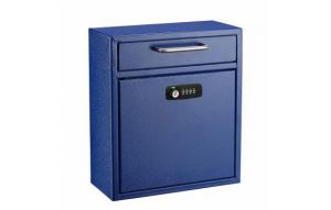 Medium Wall Mountable Mailbox With Key And Combination Lock, Blue