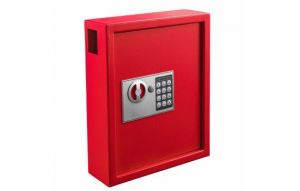 40-key Steel Digital Lock Key Cabinet, Red With 100 Key Tags