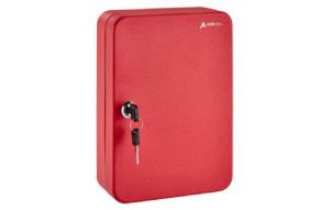 Secure Steel 30 Key Cabinet With Key Lock, Red With 100 Key Tags