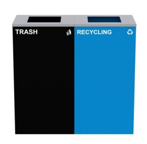 Alpine Industries 58-gallon 2-stream Black Steel-blue Recycling Bin Station