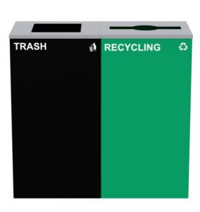 Alpine Industries 58-gallon 2-stream Black Steel-green Recycling Bin Station