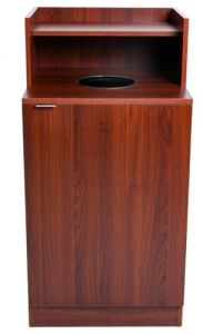 Mahogany Waste Receptacle Enclosure With Drop Hole And Tray Shelf