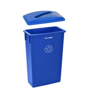 Blue Trash Can Recycle Bin And Drop Slot Lid