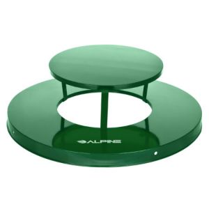 Alpine Industries Rain Bonnet Lid For Outdoor Metal Waste Receptacle - 38 Gallon Green