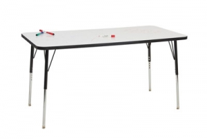 36" X 72" Rectangle Dry-erase Activity Table With Adjustable Standard Swivel Glide Legs - White/black