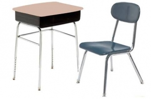 Desk And Chair Set Includes Solid Hard Plastic Open Front Student Desk (18 X 24 Top), Adjustable 23.5h  29.5h, With Hard Plastic Chair